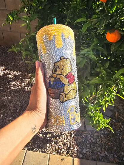 Bling Pooh Bear 24 Oz Rhinestone Tumbler