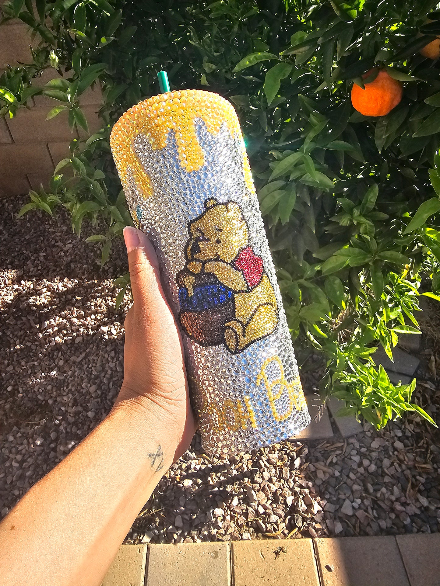 Bling Pooh Bear 24 Oz Rhinestone Tumbler