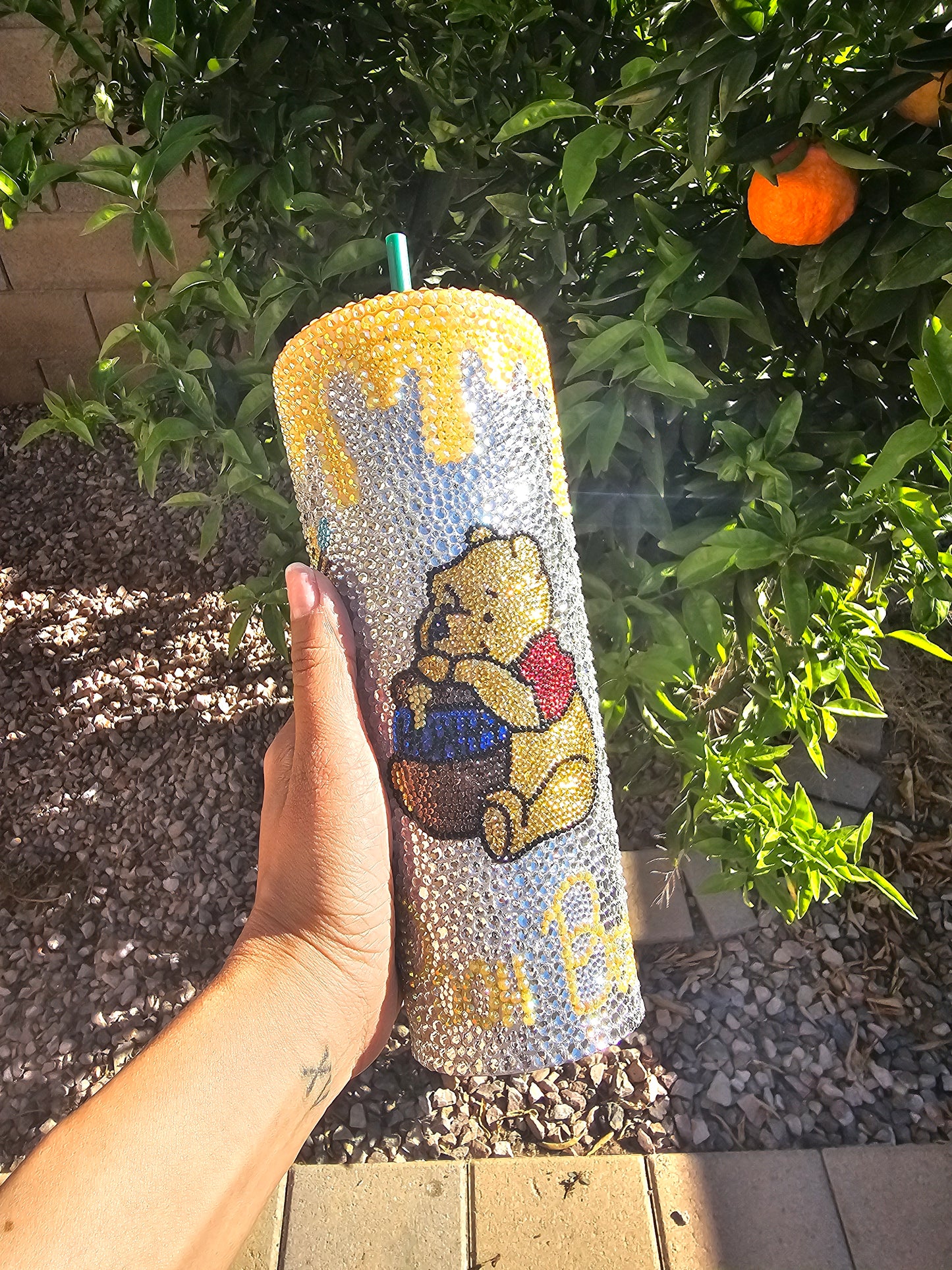 Bling Pooh Bear 24 Oz Rhinestone Tumbler