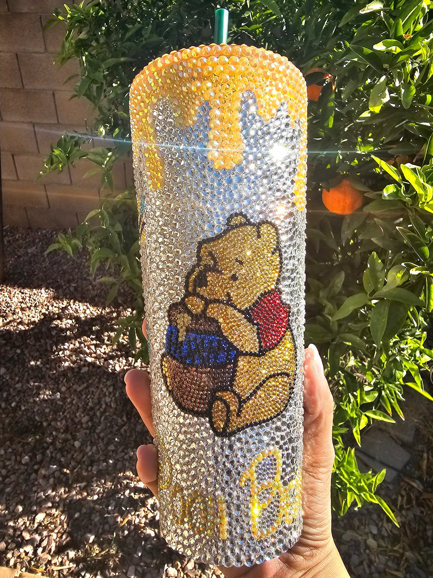 Bling Pooh Bear 24 Oz Rhinestone Tumbler