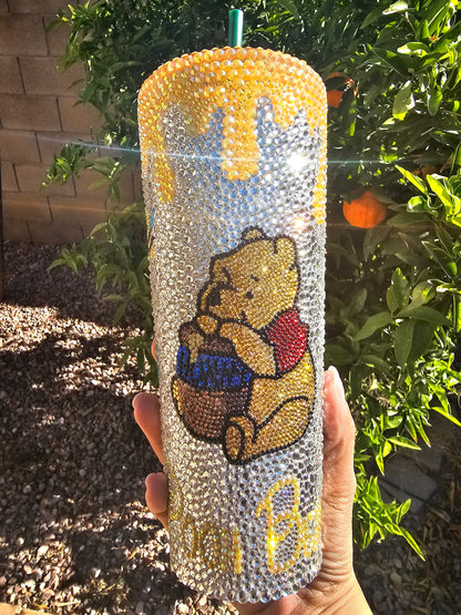 Bling Pooh Bear 24 Oz Rhinestone Tumbler