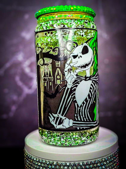 Jack and Oggie Glitter Snowglobe Glass Can